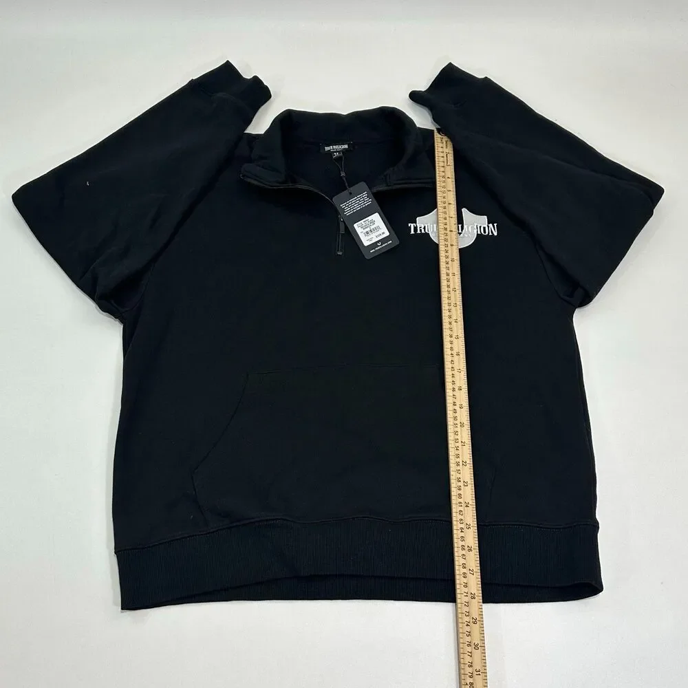 True Religion Half Zip Activewear Pull Over Jacket Embroidered Logo Size S